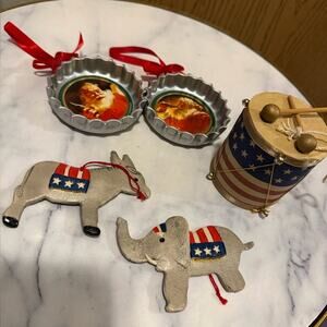 Coca Cola Festive Ornaments with Red and Blue Accents